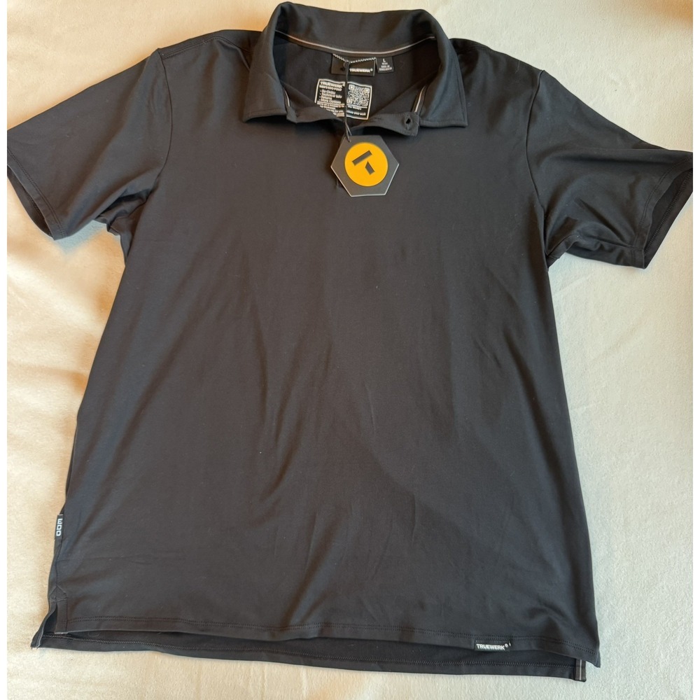 Truewerk Stretch Edo Polo Shirt Mens Black Short Sleeve New size Large